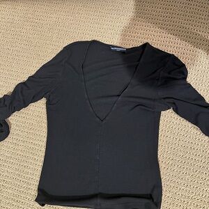 Black V-Neck Women's Top